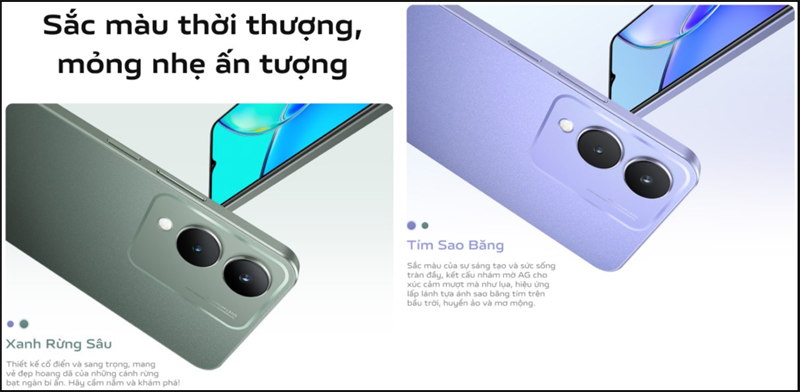 Hai tùy chọn màu sắc đầy cá tính của Vivo Y17s. Hai tùy chọn màu sắc đầy cá tính của Vivo Y17s.
