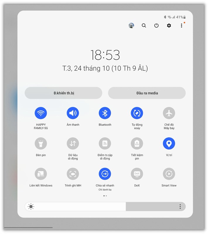 Đến 18 giờ 53 phút tối, Galaxy Tab S9 Ultra của mình vẫn còn 41% pin.