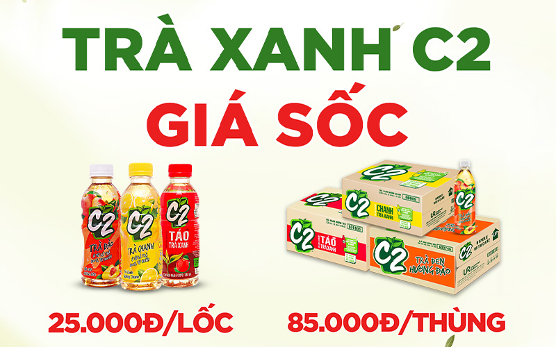 Từ 13/10 - 23/11/2023, Trà xanh C2 giảm sốc chỉ 25k/lốc, 85k/thùng