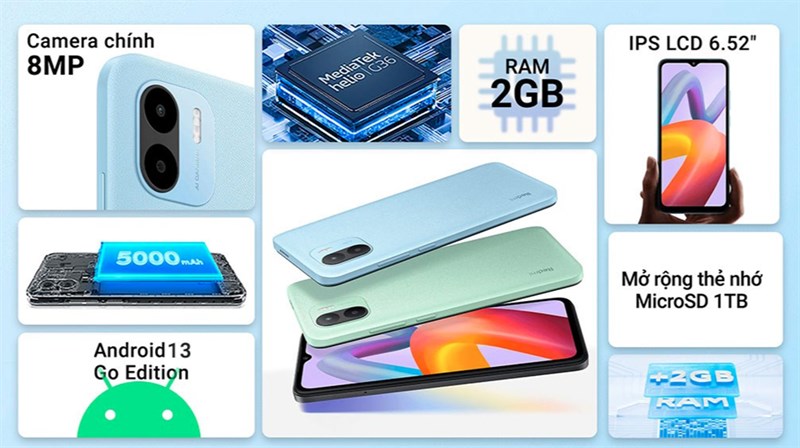 Redmi A2 giá 1.99 triệu, Redmi 12C cũng chỉ 2.59 triệu...