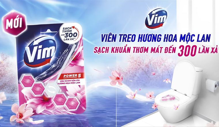 Giới thiệu viên treo bồn cầu Vim hương hoa mộc lan nồng nàn mới