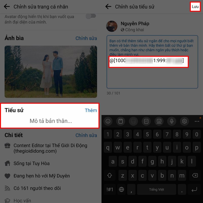 Cách tag người khác lên tiểu sử trên Facebook