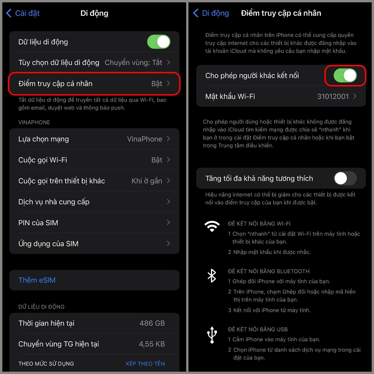 iPhone không hiện điểm truy cập cá nhân