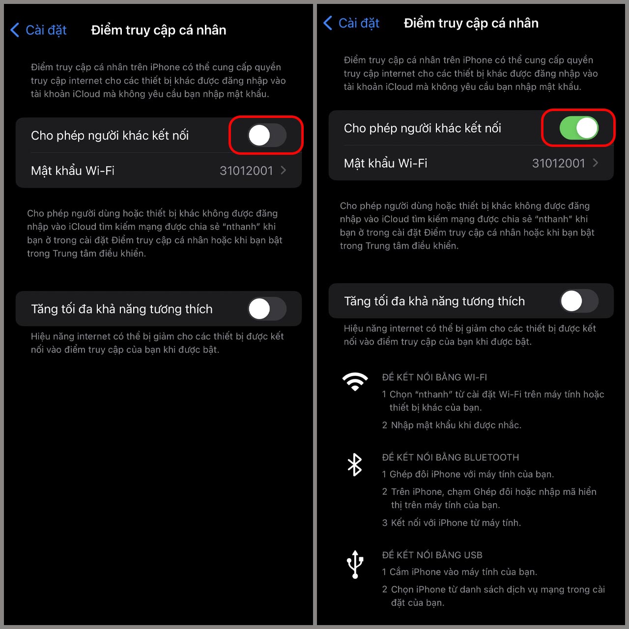 iPhone không hiện điểm truy cập cá nhân