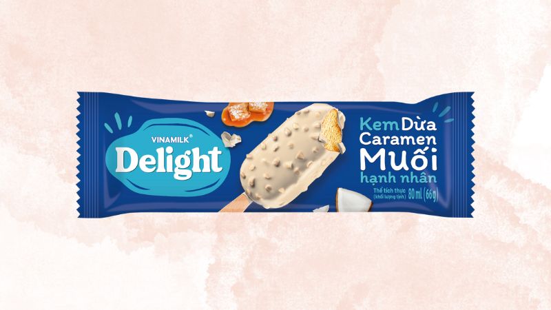 Kem Delight dừa caramel muối hạnh nhân