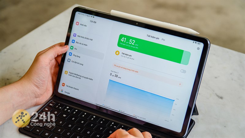 Xiaomi Pad 6 được trang bị viên pin có thời gian sử dụng tốt