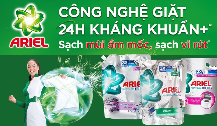 Các loại nước giặt Ariel tốt nhất cho máy giặt cửa trên