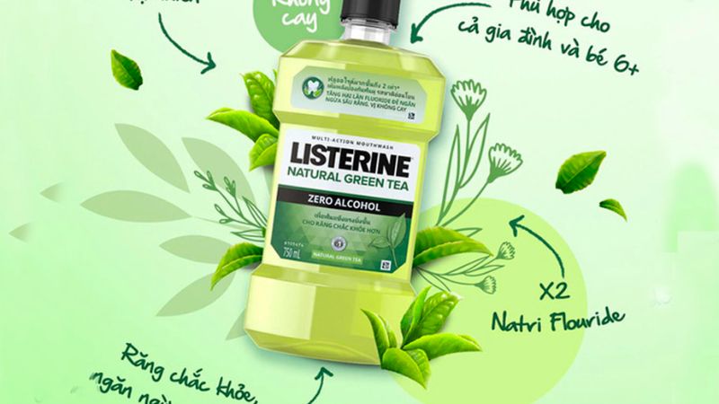 Nước súc miệng Listerine Natural Green Tea