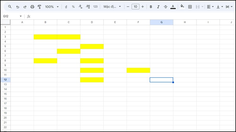 cách tô màu ô trống trong Google Sheets