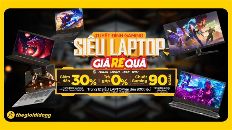 Quay số may mắn cơ hội trúng 12 siêu laptop trị giá đến 800 triệu | Laptop giảm đến 30%