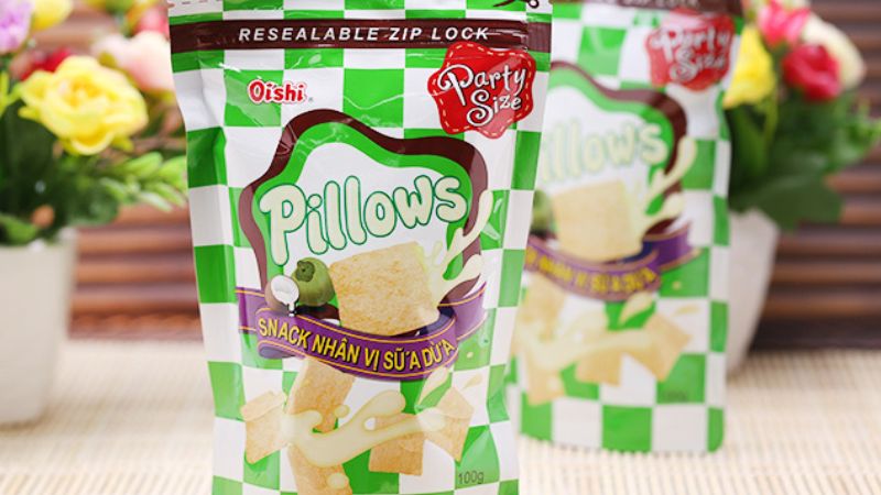 Snack Oishi Pillows nhân vị sữa dừa