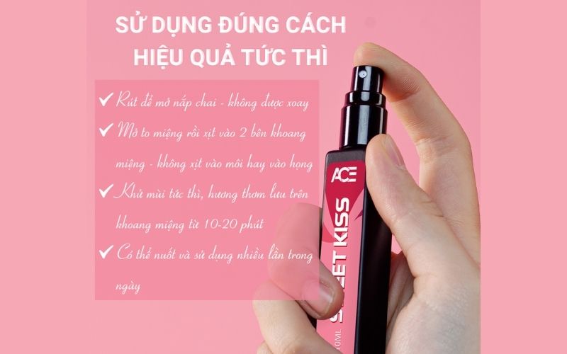 Cách sử dụng xịt thơm miệng Ace