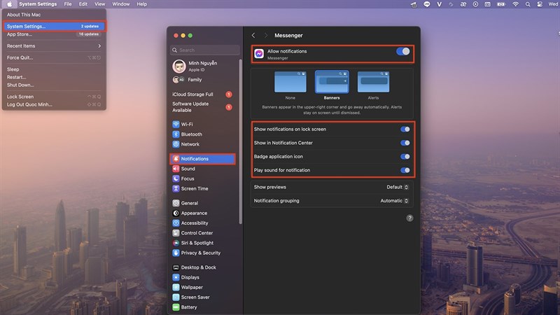 Cách tuỳ chỉnh thông báo Messenger trên MacBook Cách tuỳ chỉnh thông báo Messenger trên MacBook