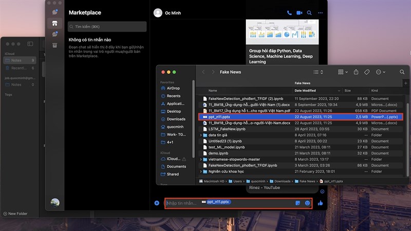 Cách gửi file PowerPoint qua Messenger MacBook