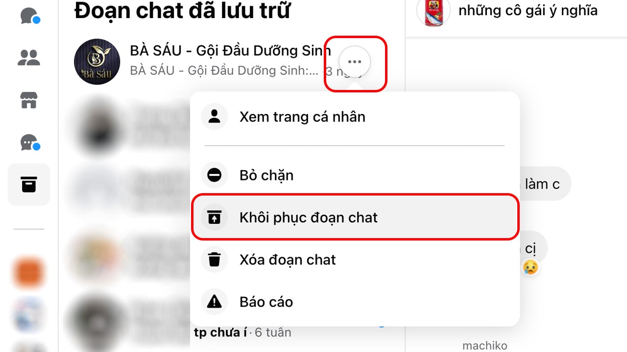 Cách khôi phục tin nhắn Messenger