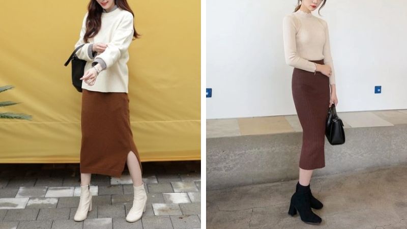 15 kiểu chân váy phối đồ với áo len cực đẹp cho mùa đông 2024