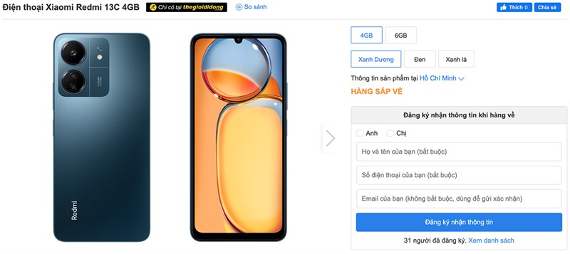 Chớp cơ hội mua Redmi 13C chỉ 13.000 và nhận PMH 1 triệu, đăng ký ngay Chớp cơ hội mua Redmi 13C chỉ 13.000 và nhận PMH 1 triệu, đăng ký ngay