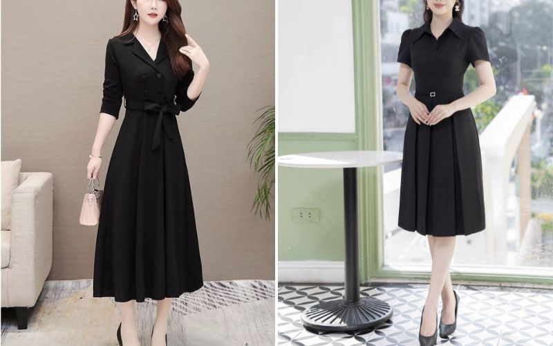 D821-Đầm đen dài 2 dây dáng xoè | Shopee Việt Nam
