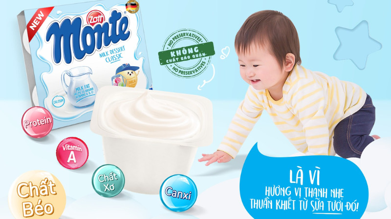 Váng sữa Monte Classic còn chứa nhiều dưỡng chất vàng cho bé