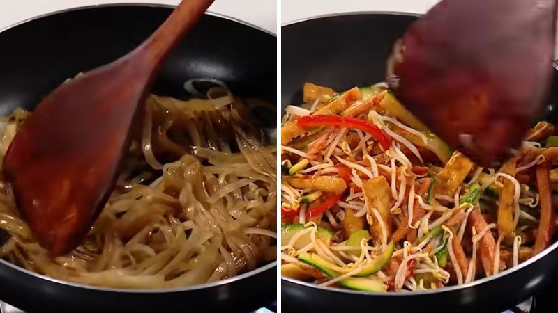 Stir-fry the noodles