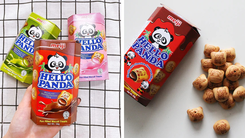 Bánh gấu nhân kem socola Meiji Hello Panda