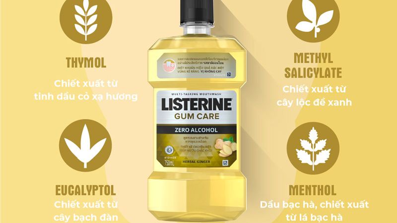 Nước súc miệng Listerine Gum Care hương gừng