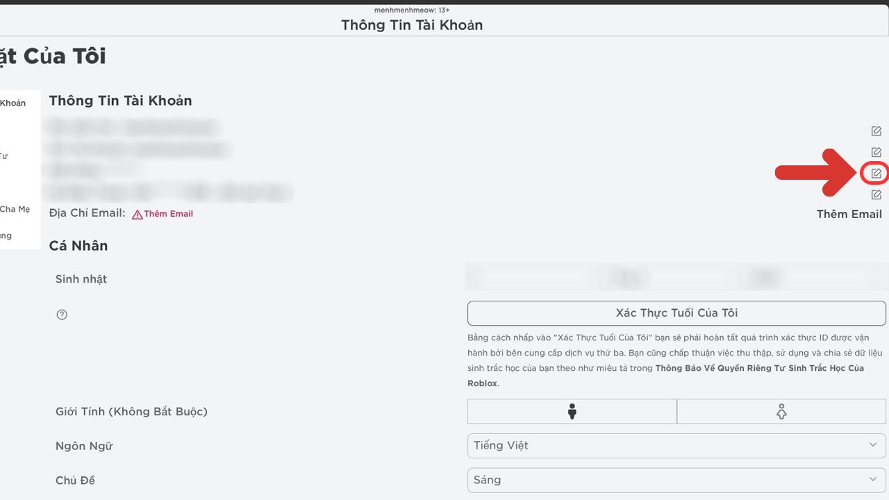 Cách đổi mật khẩu Roblox