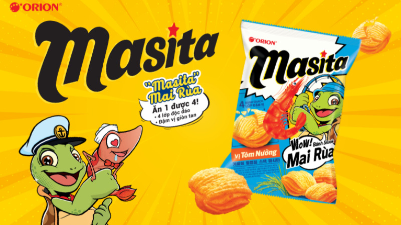 Snack Masita mới với vị tôm nướng có thiết kế bao bì bắt mắt