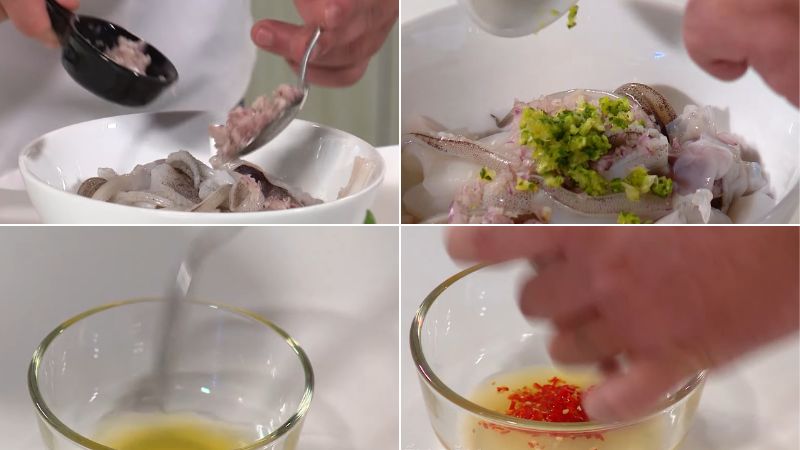 Marinate the squid and make tamarind sauce