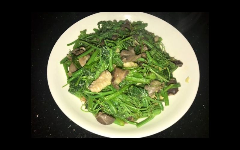Stir-fried shoot buds with chicken gizzards