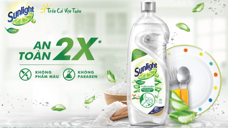 Nước rửa chén Sunlight chiết xuất chanh đánh bay dầu mỡ