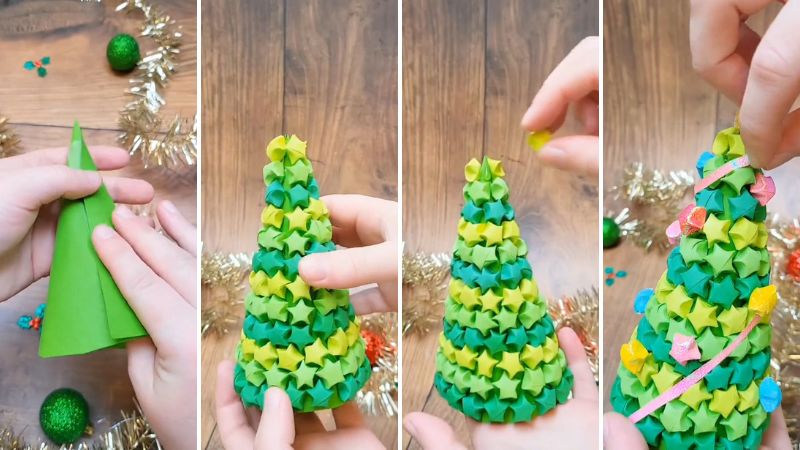Glue the stars together to form the Christmas tree