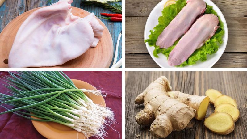 Nguyên liệu làm tai heo cuộn lưỡi