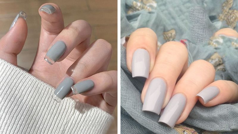 Nail đẹp từ màu xám nhạt