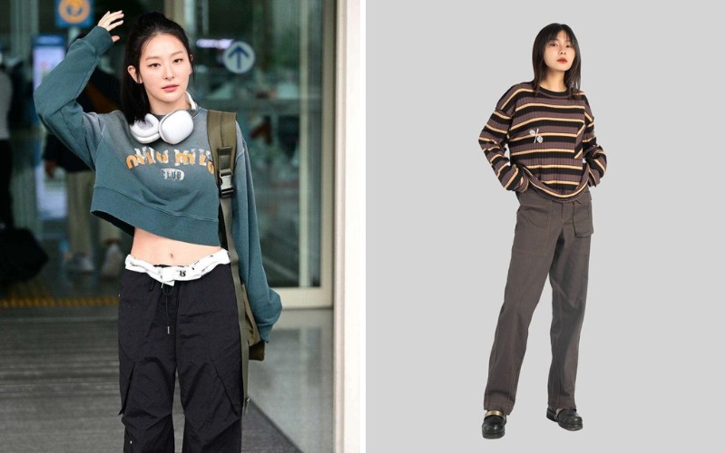 Cropped sweater with boxy pants