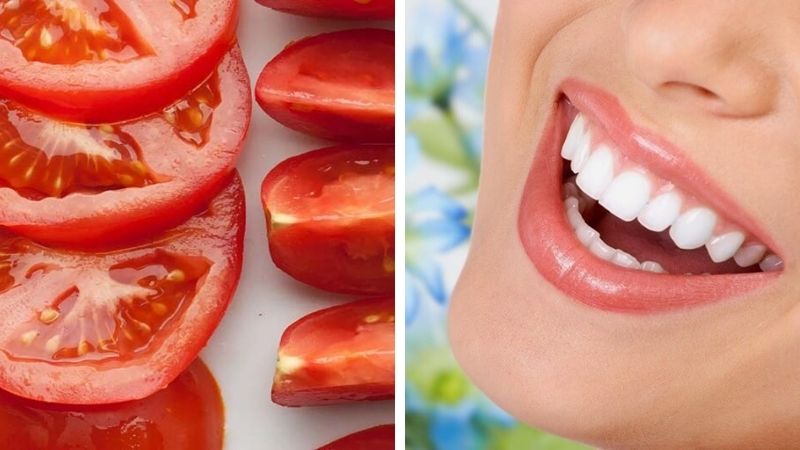 Cách làm trắng răng từ cà chua nguyên chất