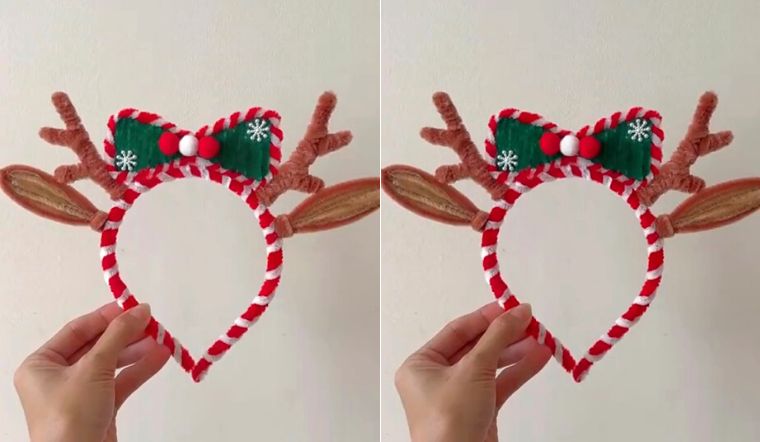 Khéo tay làm băng đô Giáng sinh bằng kẽm nhung cực xinh xắn
