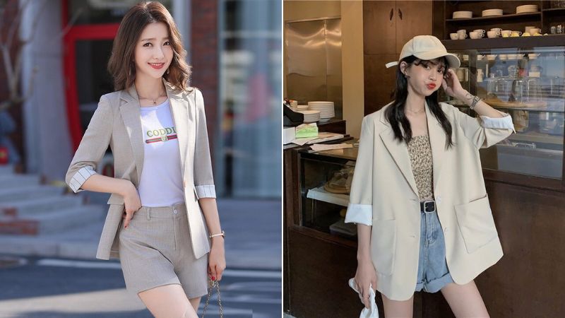 Set Đồ Nữ Áo Blazer Kèm Quần Short Kẻ Sọc Dáng Rộng, Bộ Vest Nữ Kẻ Sọc Lyy  Boutique - Áo vest, blazer nữ | ThờiTrangNữ.vn