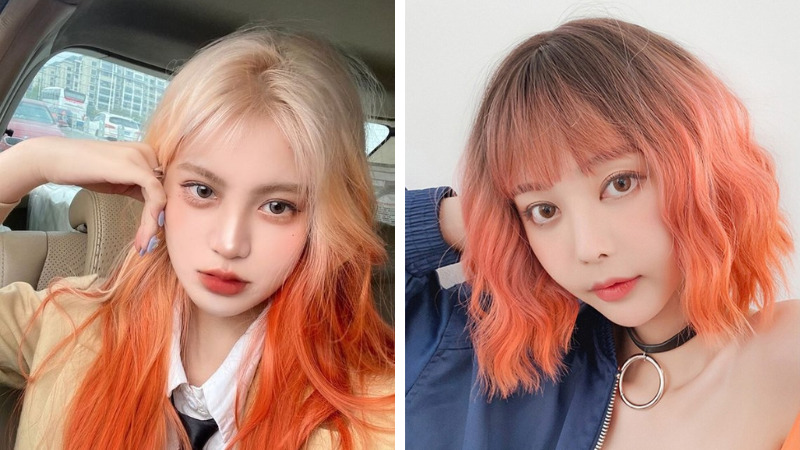 Tóc màu cam đất ombre