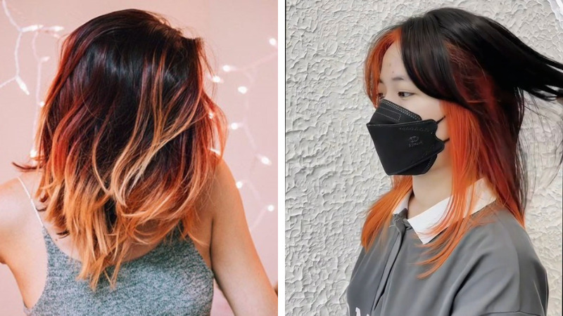 Tóc màu cam đất highlight