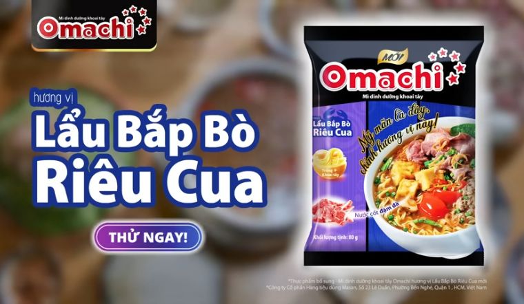 Mì Omachi Hương Vị Lẩu Bắp Bò Riêu Cua nay đã có gói nhỏ tiện lợi