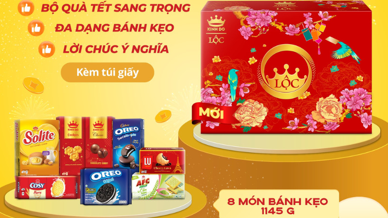 Bộ quà Tết Kinh Đô Lộc màu đỏ