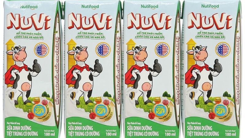 Thùng 48 hộp sữa dinh dưỡng tiệt trùng có đường Nuvi 180ml