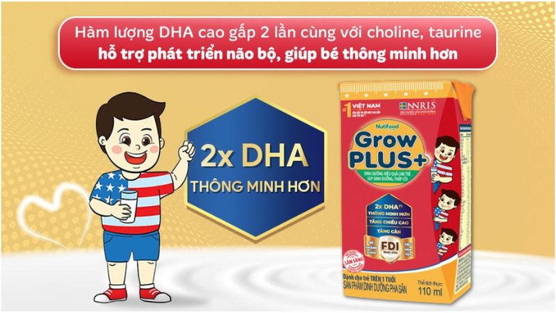 Thùng 48 hộp sữa dinh dưỡng pha sẵn NutiFood Grow Plus+ vani hộp 110ml