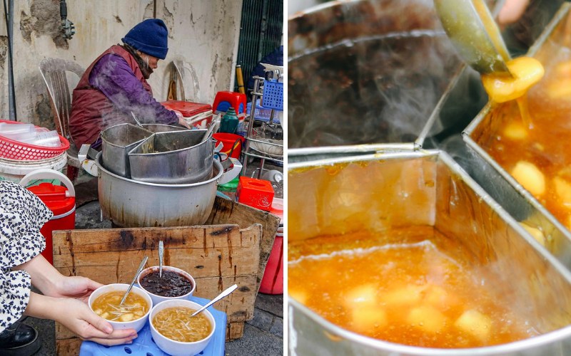 Hàng chè sắn nóng đường Nguyễn Khắc Cần, Hoàn Kiếm (cạnh trường cấp 3 Trần Phú) là một trong những hàng chè sắn nổi tiếng nhất Hà Nội