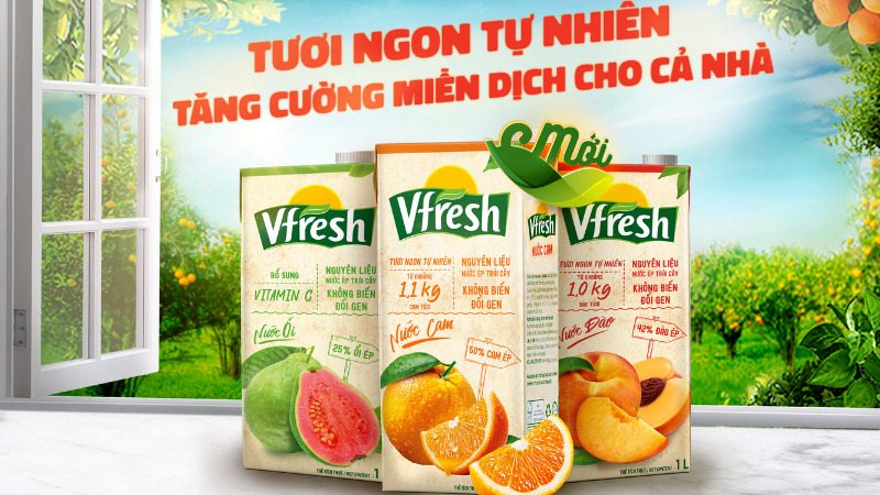 Vfresh là nước ép trái cây 100% tự nhiên, không biến đổi gen