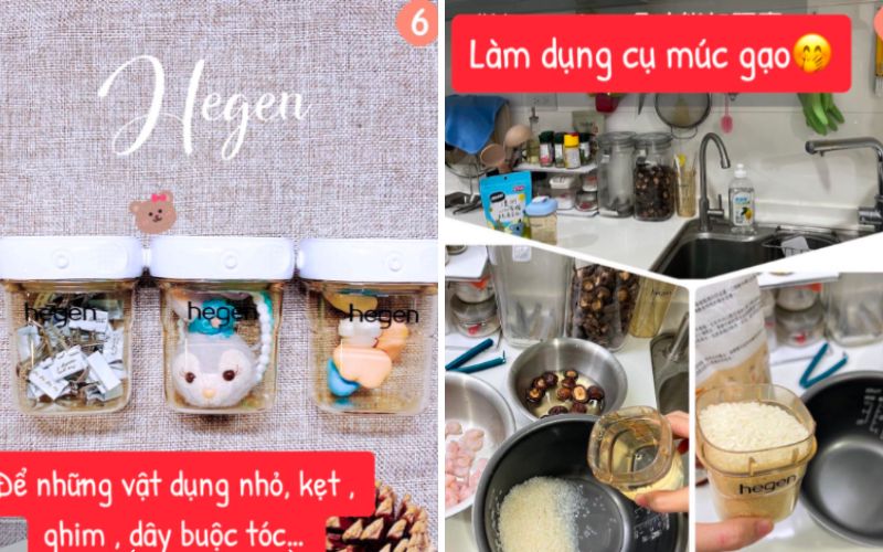 Tái sử dụng bình sữa làm vật dụng đựng đồ hoặc đồ múc gạo cũng rất hợp lý