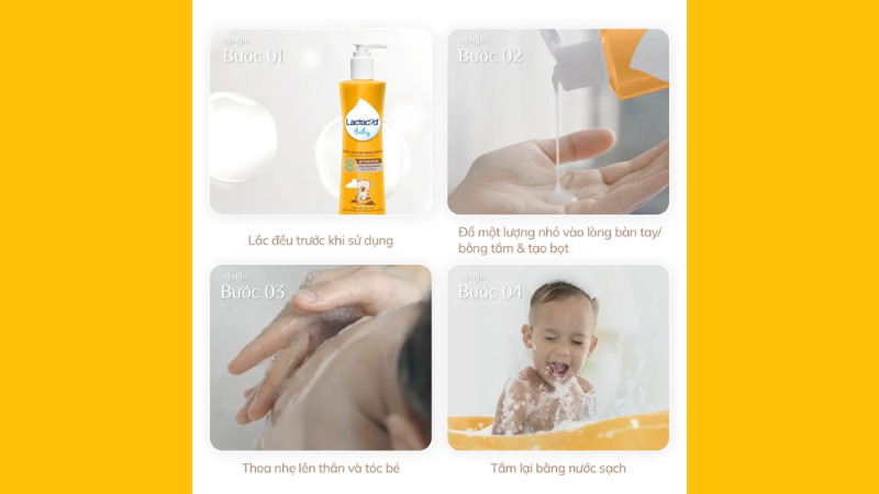 Cách sử dụng sữa tắm gội trẻ em Lactacyd Baby Active Play