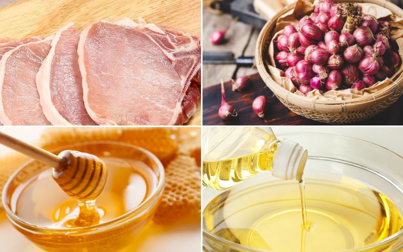 Ingredients for honey-glazed pork chop ribs