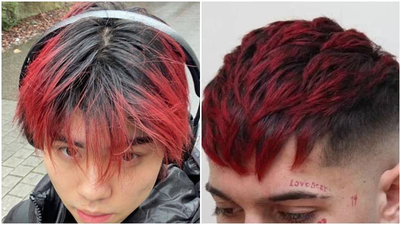 Nhuộm tóc 2 màu nam đỏ - đen